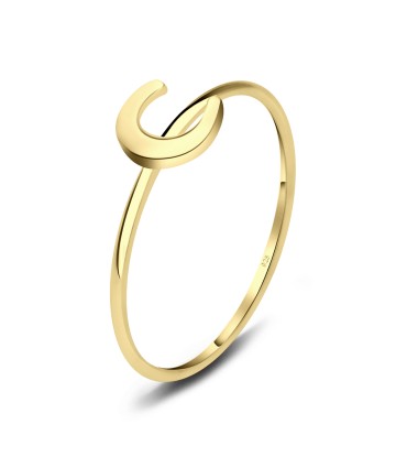 Gold Plated Crescent Moon Silver Ring NSR-2578-GP